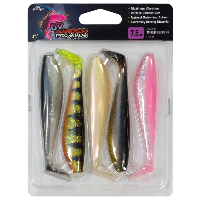 Fox Rage Zander Pro Shad UV Mixed Colour Pack I 7.5cm