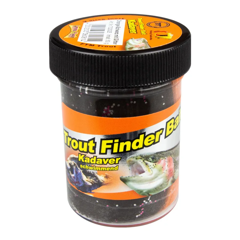 FTM Trout Finder Bait Kadaver Orange-Schwarz mit Glitter - 50g - schwimmend