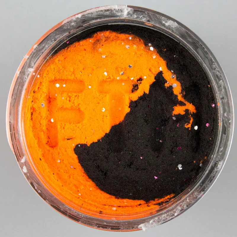 FTM Trout Finder Bait Kadaver Orange-Schwarz mit Glitter - 50g - schwimmend