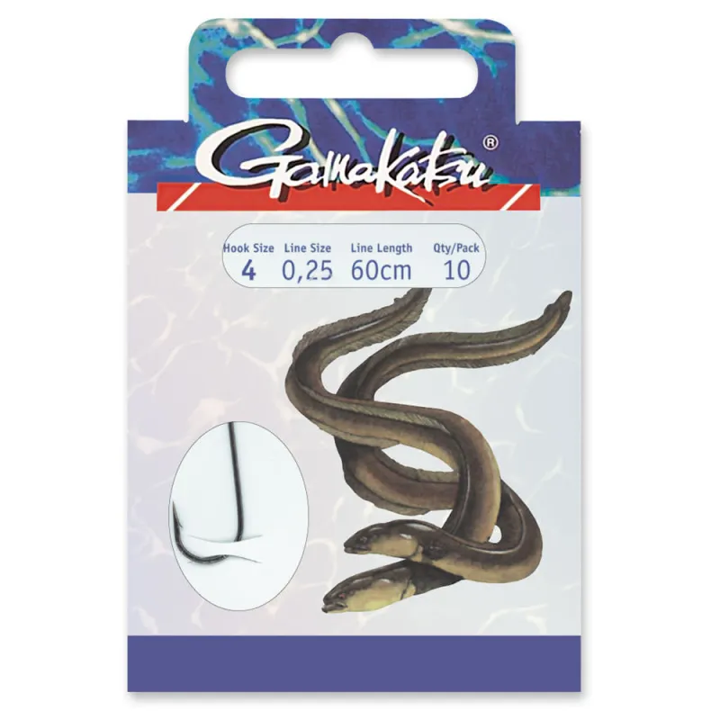 Gamakatsu Gebundene Haken BKS- 5013F Aal 60cm - schwarz - Gr.6 - 0,22 - 10Stück