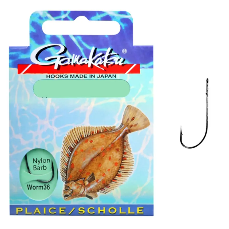 Gamakatsu Gebundene Haken BKS-WORM36 Scholle Gr. 4 60cm - Gr.4 - 0,35mm - 10Stück