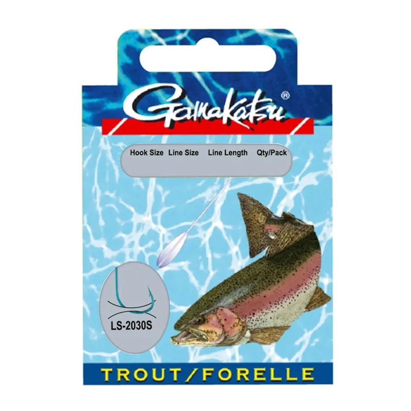 Gamakatsu Gebundene Haken LS-2030 Trout Sbiro #12 120cm Gr.12 - 0,18mm - 10Stück