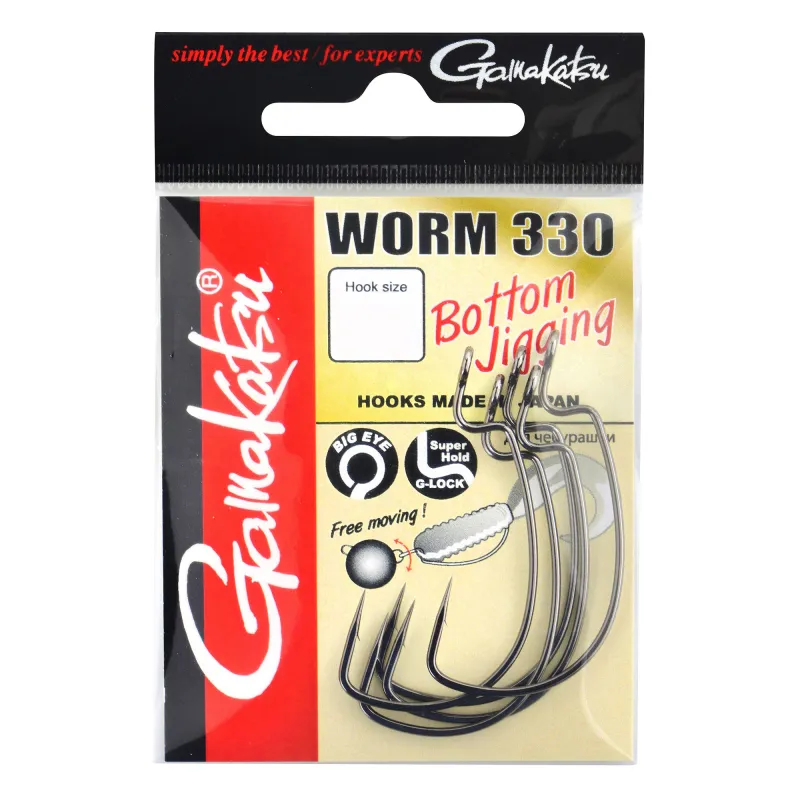 Gamakatsu Worm 330 Bottom Jigging NS Black - Gr.4 - 6Stück