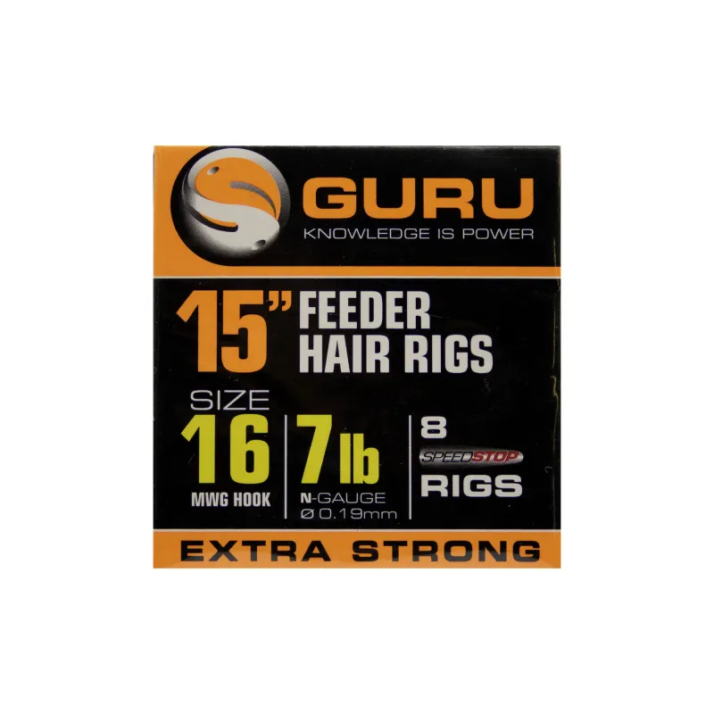 Guru Ready Rigs 15" Method Feeder Rigs Speed Stop Gr. 16 - 38cm - 8 Stück