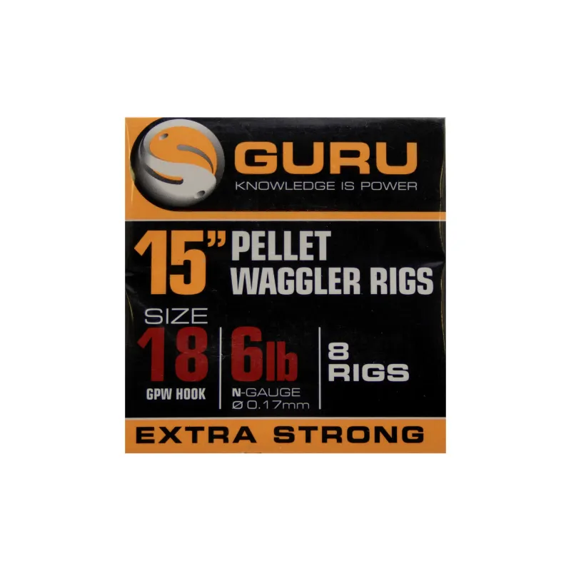 Guru Ready Rigs 15" Pellet Waggler mit Bait Band Gr. 18 - 38cm - 8 Stück