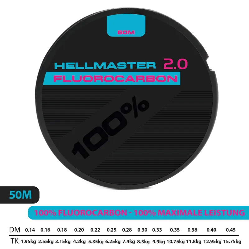 Hellmaster® 100% Fluorocarbon 2.0 - 50m 50m - 0,14mm - 1,95kg - transparent