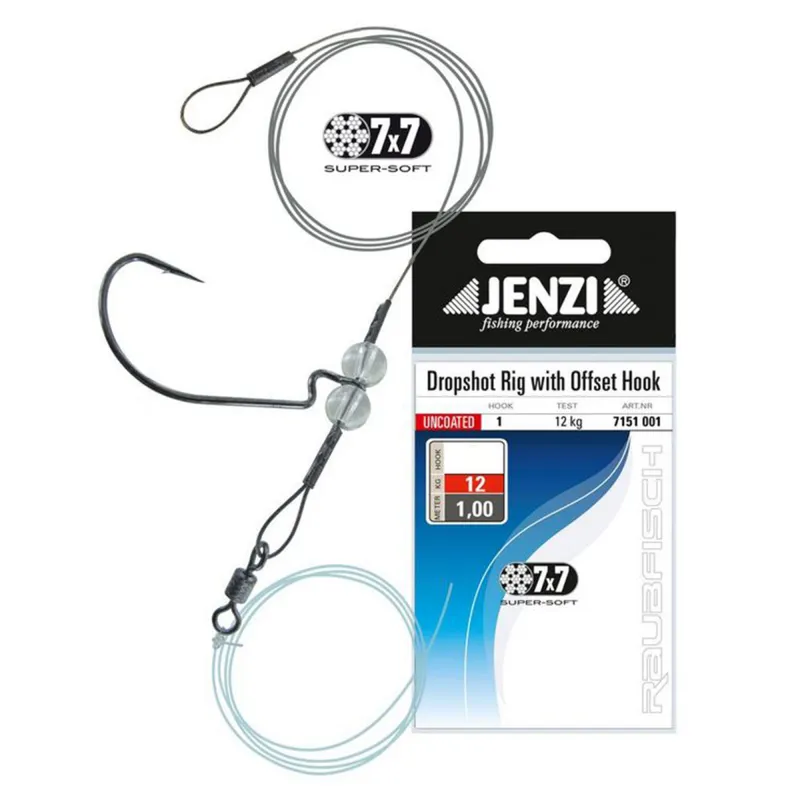 Jenzi 7x7 Drop-Shot Rig mit Offset-Haken Gr.1/0 - 40cm+60cm - 1 Stück