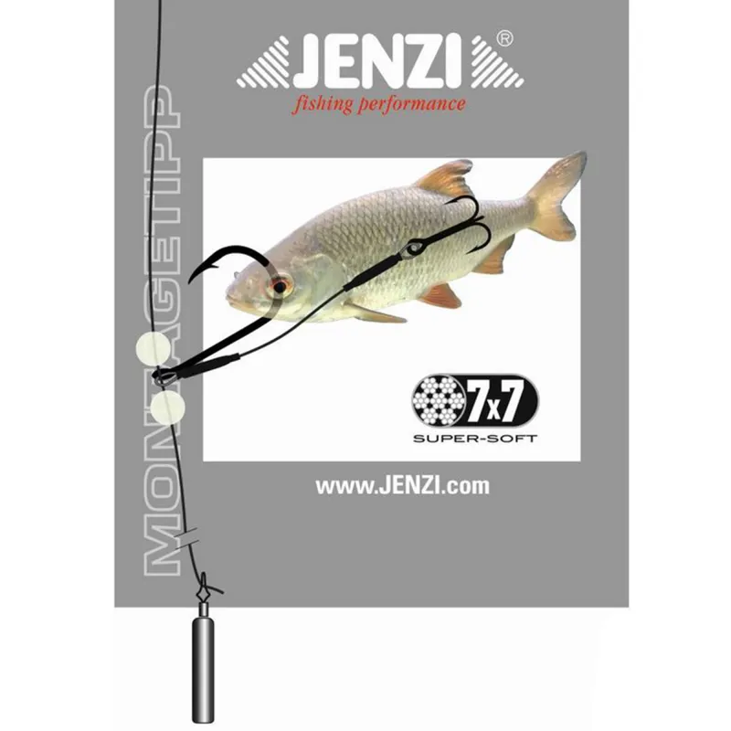 Jenzi 7x7 Drop-Shot Rig mit Offset-Haken und Stinger Gr.1/0 - 40cm+60cm - 1 Stück