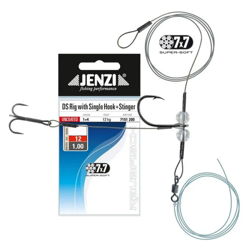 Jenzi 7x7 Drop-Shot Rig mit Offset-Haken und Stinger Gr.2/0 - 40cm+60cm - 1 Stück