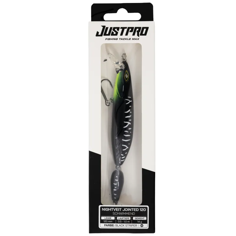 JustPro Nightveit Jointed 120 Black Striper - 12cm - 1 Stück