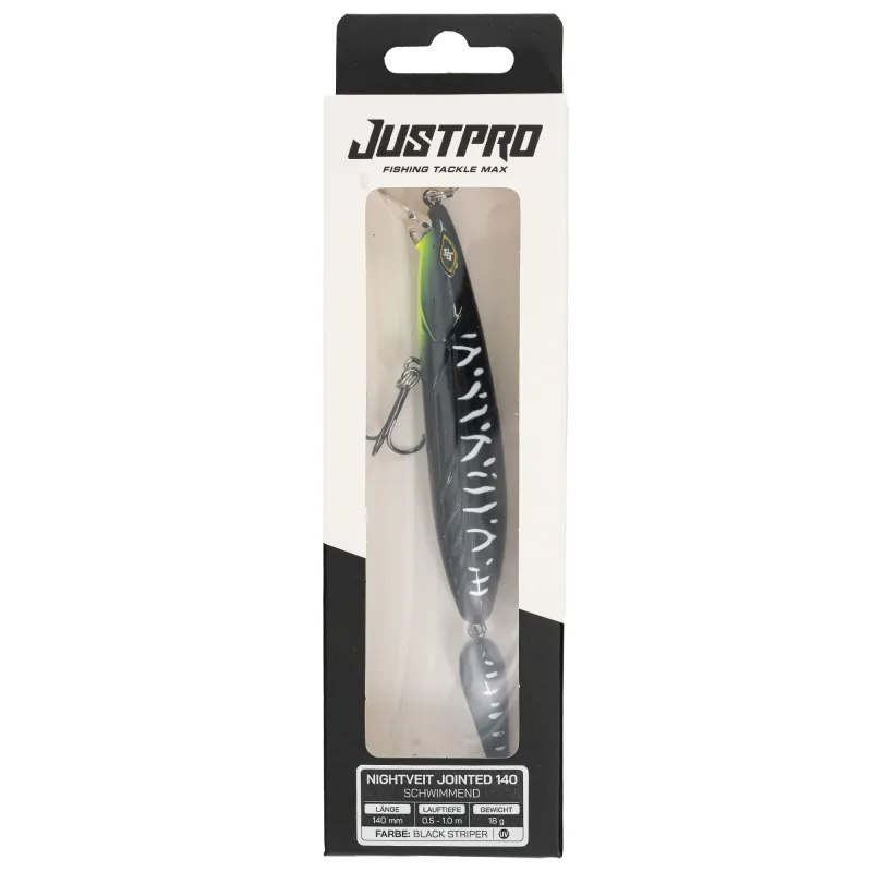 JustPro Nightveit Jointed 140 Black Striper - 14cm - 1 Stück