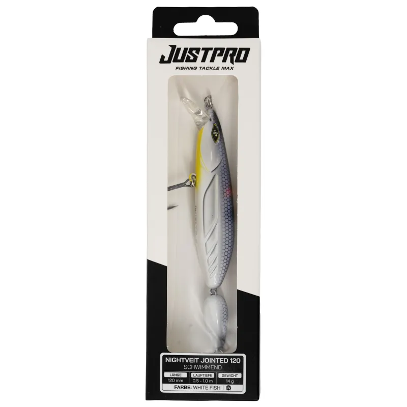 JustPro Nightveit Jointed 120 White Fish - 12cm - 1 Stück