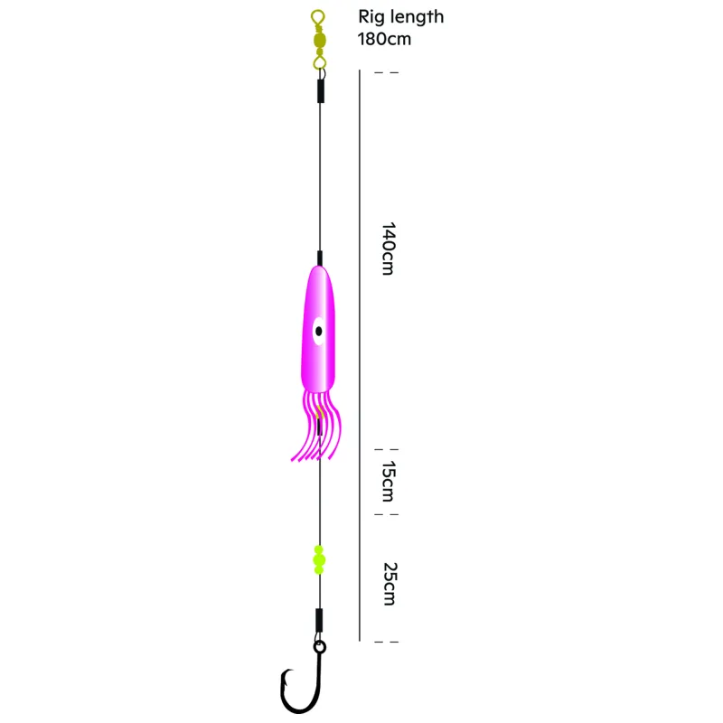 Kinetic Halibut No-Limit Rig 180cm - UV Squid - #12/0