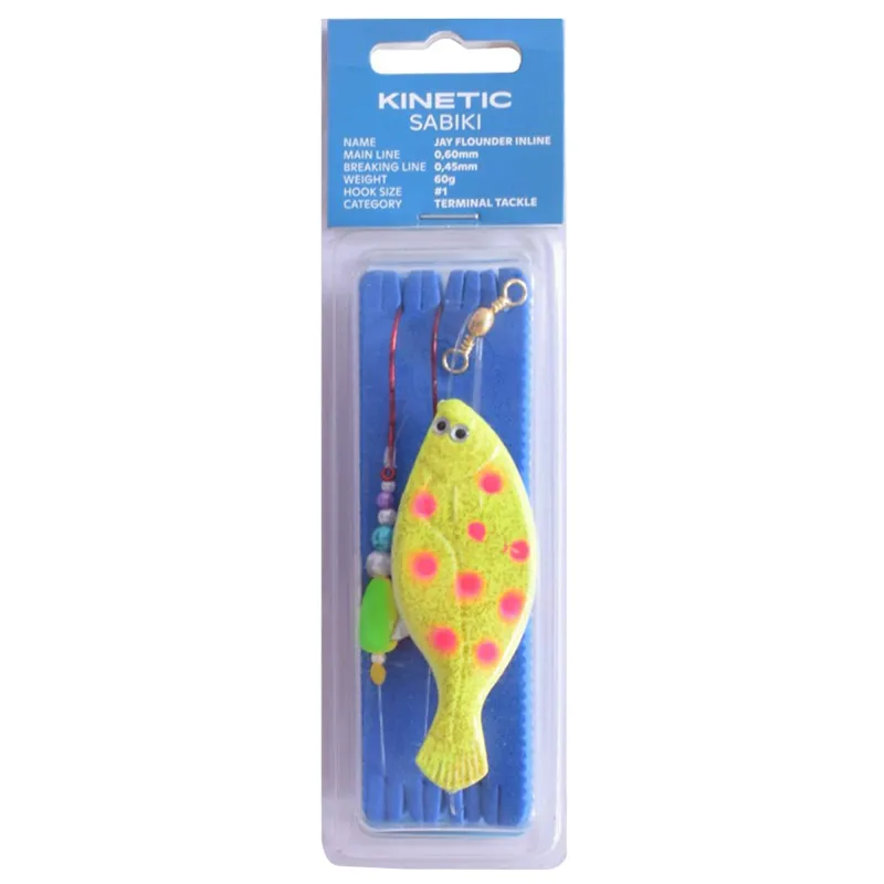 Kinetic Inline Jay Flunder-Vorfach 60g - Yellow/Orange Dots