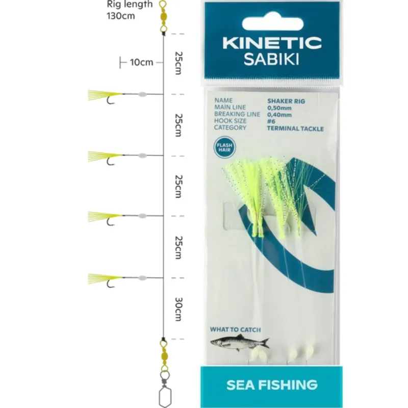 Kinetic Sabiki Shaker Chartreuse Flashhair - #6
