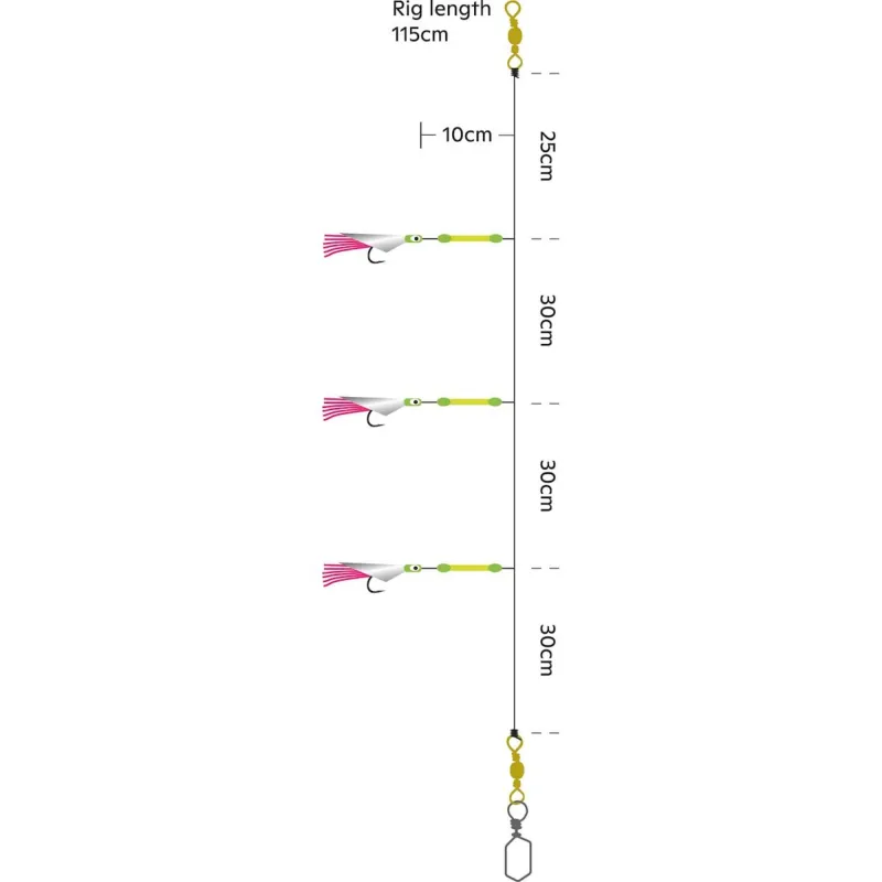 Kinetic Sabiki Sun Tail Lightstick Pink/Yellow - 115cm - #4/0 - 1 Stück