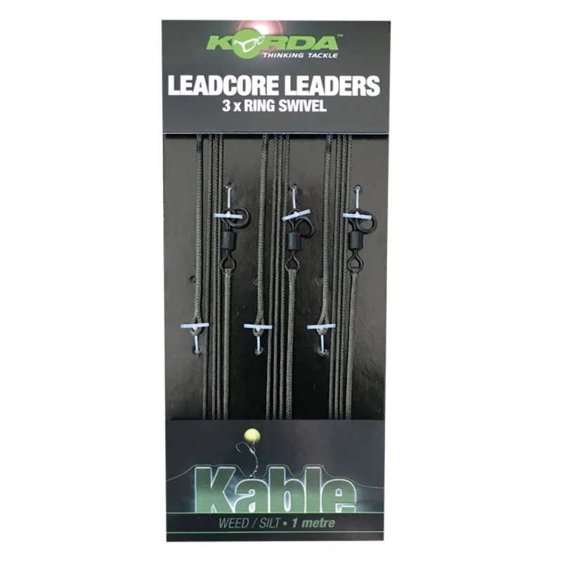 Korda Leadcore Leader Weed - Ring Swivel - 1m - 3 Stück