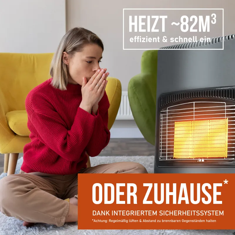NAYVER Gasheizofen inkl. Schlauch und Druckminderer Grau