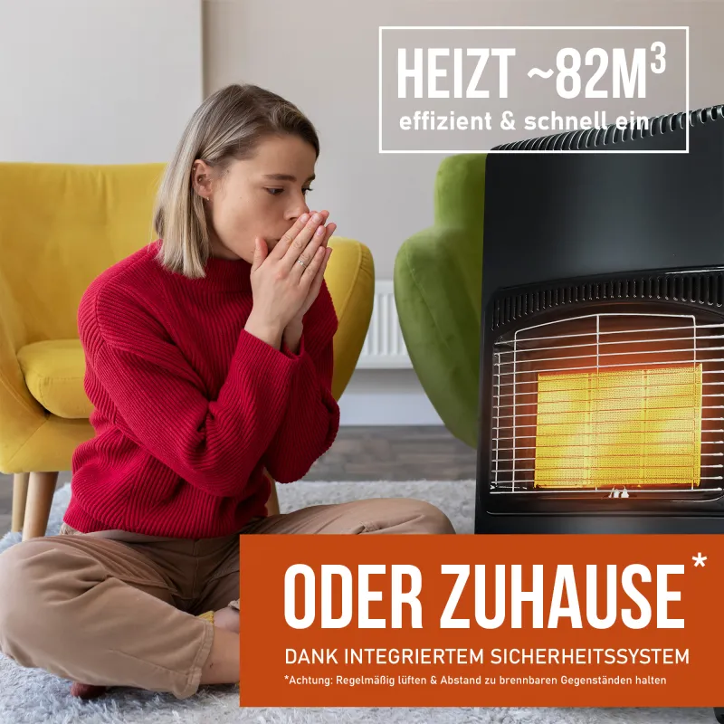 NAYVER Gasheizofen inkl. Schlauch und Druckminderer Schwarz