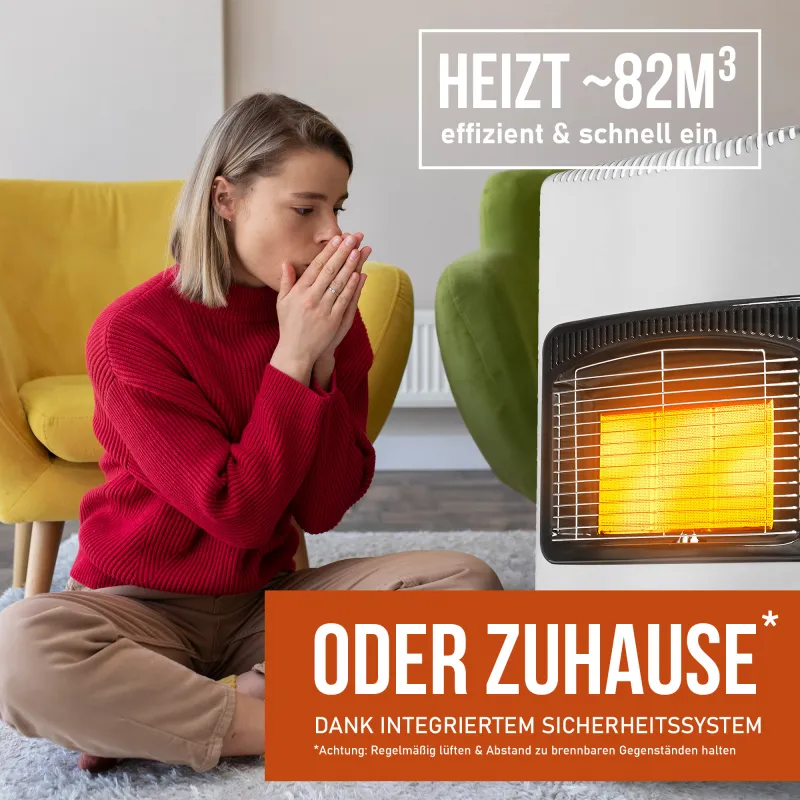 NAYVER Gasheizofen inkl. Schlauch und Druckminderer Weiß