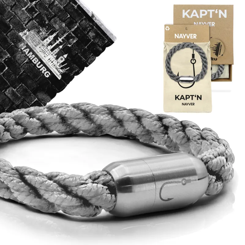 NAYVER KAPT´N Hook mit Geschenkbox Grau-Silber - 22cm
