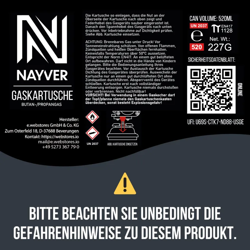 NAYVER Propan-Butan Mix Gaskartusche MSF-1A Butan-Propan Gemisch - 28 Stück