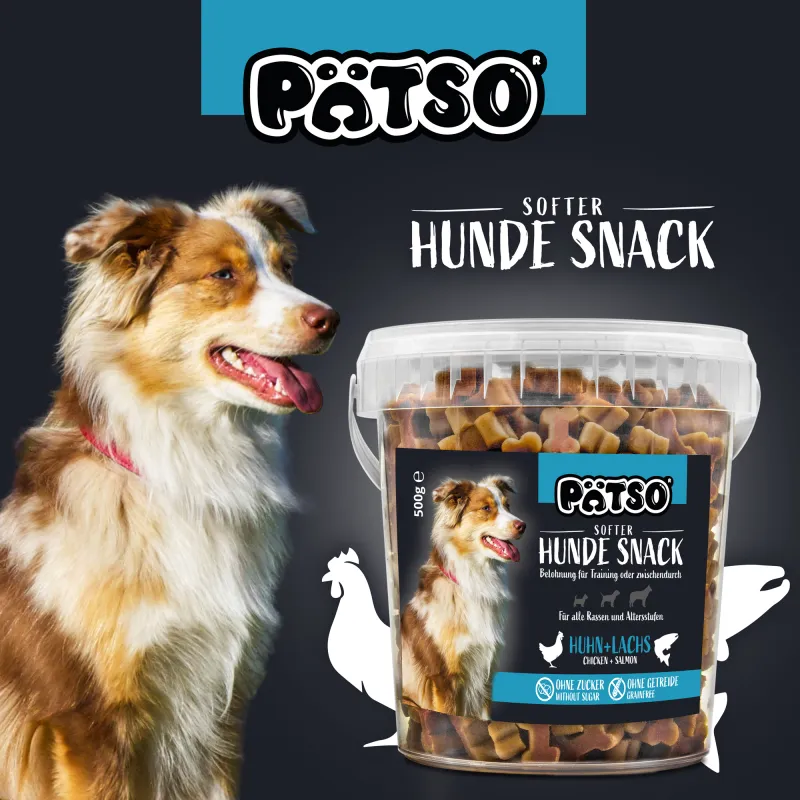 PÄTSO Hunde Snack 3er Pack 500g - Huhn + Lachs - Soft Bone