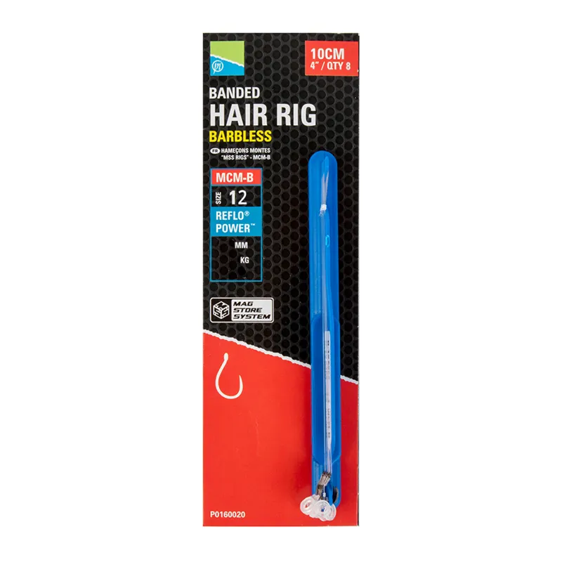 Preston Mcm-B Banded Hair Rigs 10cm - 8Stück - Gr. 12 - 0,19mm