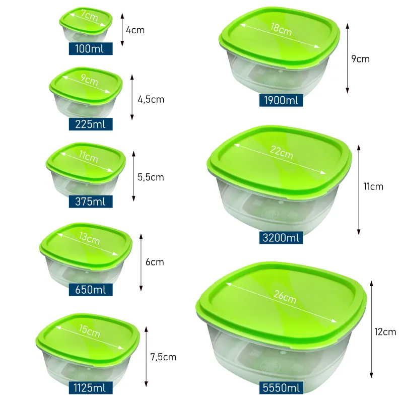 PrinceWare Fresh Box Set 8-tlg. eckig 100 - 5550ml Grün