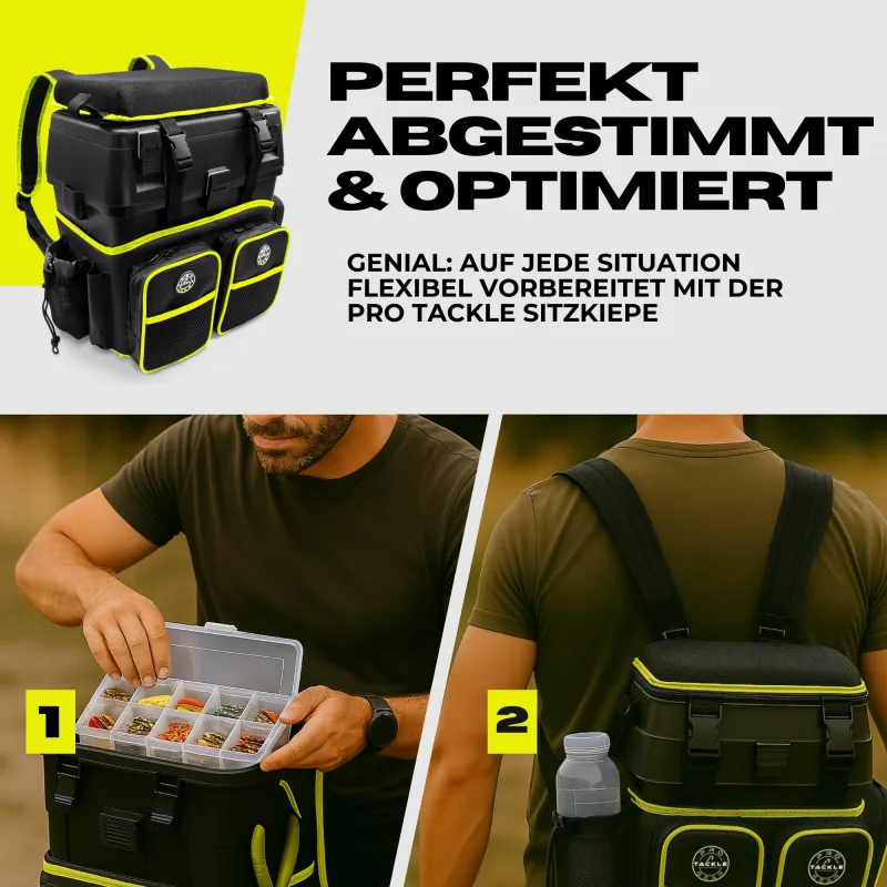 Pro Tackle Allround Sitzkiepe + 38 x 25 x 38,5 - Schwarz