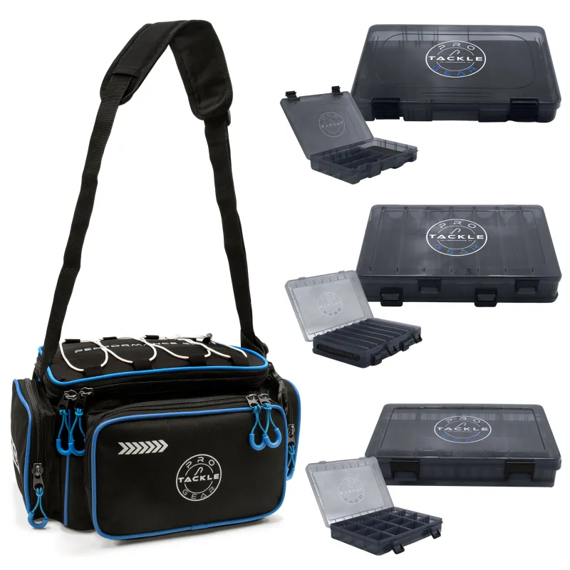 Pro Tackle STRIKE Shoulder Bag incl. 3 Boxes Black - Blue Lining