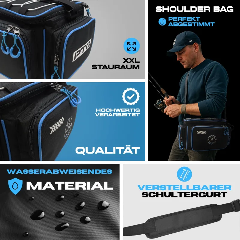 Pro Tackle STRIKE Shoulder Bag incl. 3 Boxes Black - Blue Lining