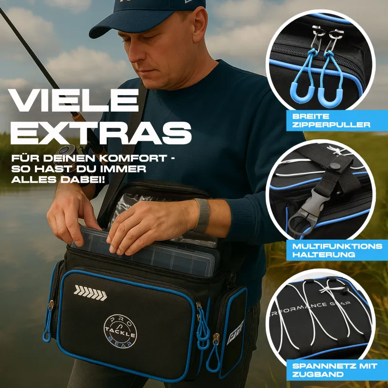 Pro Tackle STRIKE Shoulder Bag incl. 3 Boxes Black - Blue Lining