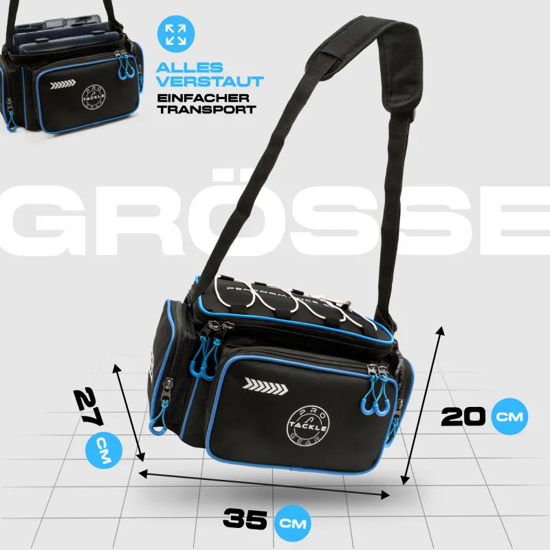 Pro Tackle STRIKE Shoulder Bag incl. 3 Boxes Black - Blue Lining