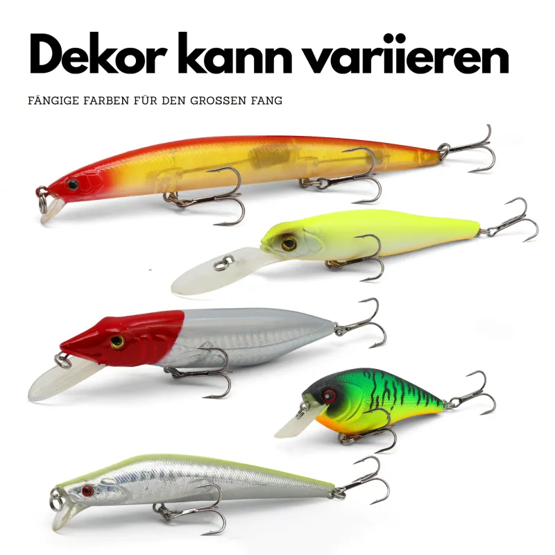 Pro Tackle Wobblerset mit Box "Barsch & Zander" - Box grau - 20,5 x 17 x 4,8 cm + 5 Wobbler