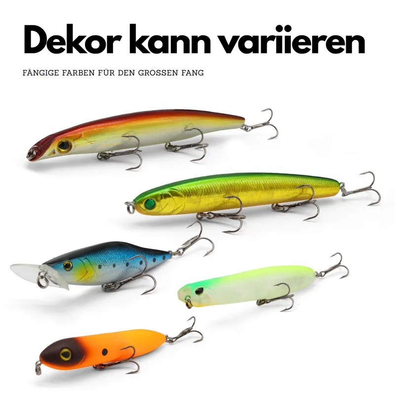 Pro Tackle Wobblerset mit Box "Zander & Hecht" - Box grau - 20,5 x 17 x 4,8 cm + 5 Wobbler