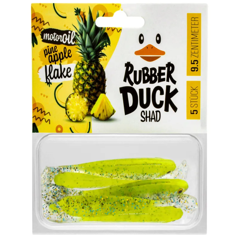 RD Rubber Duck Shad 9.5cm - Motoroil Pineapple Flake - 6g - 5 Stück