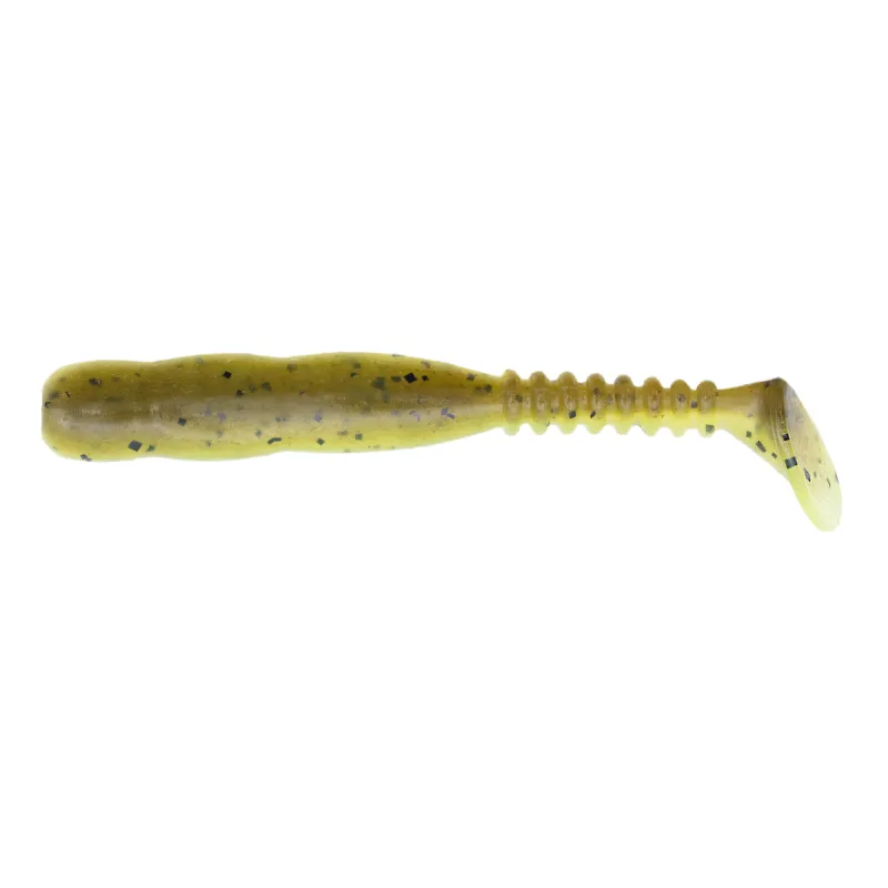 Reins Rockvibe Shad 4" - Green Pumpkin Chart Melon - 9 Stück