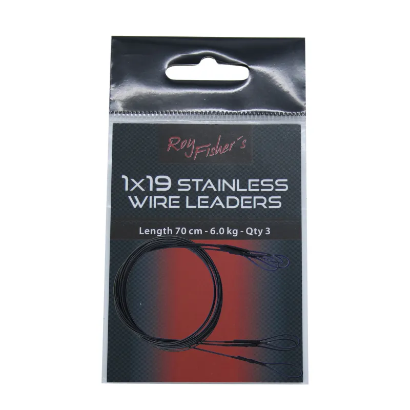 Roy Fishers 1x19 Soft Stahlvorfach Black mit Schlaufen, 3 Stück, schwarz, 70cm, 6,0Kg 70cm - black - TK6.0kg - 3Stück