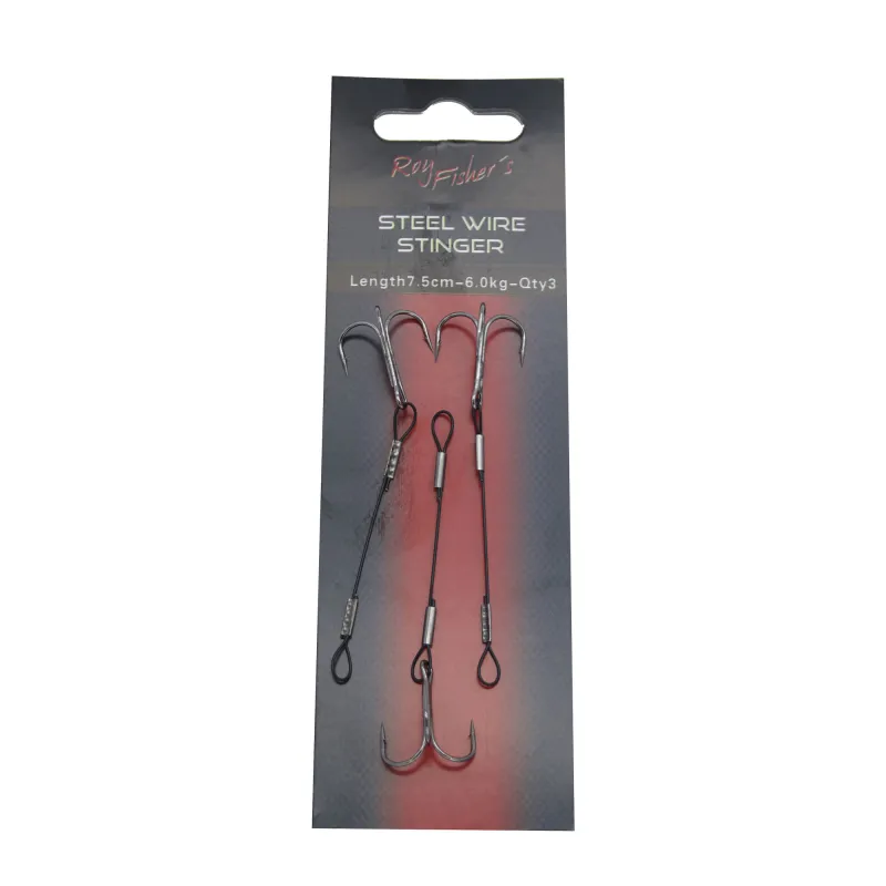 Roy Fishers 1x19 Soft Stinger Black mit Drilling 7,5cm - black - Gr.4 - TK 6kg - 3 Stück