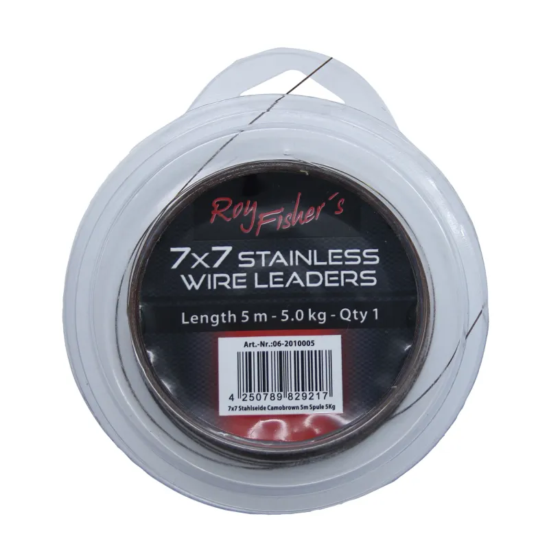 Roy Fishers 7x7 Stahlseide Camobrown 5m Spule 5Kg 5m - TK5kg - 1Stück