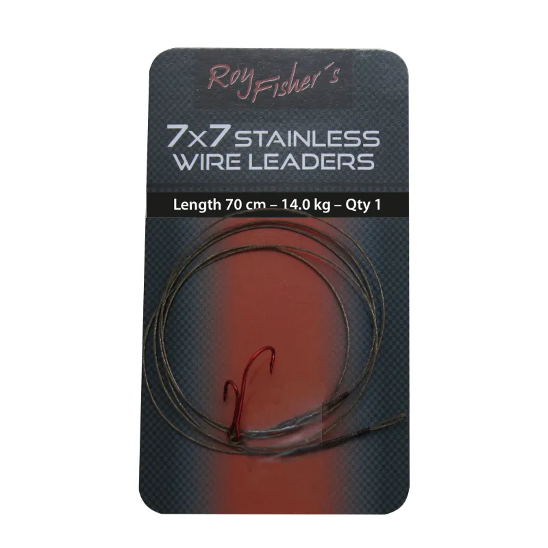 Roy Fishers 7x7 Stahlseide Zander Deadbait Rig 70cm 14Kg mit Ryderhaken Gr. 1 50cm - Gr.1 - TK14kg - 1Stück