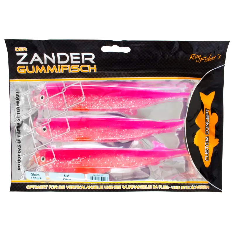 Roy Fishers Der Zander Gummifisch 20cm - UV Pink - 33g - 3 Stück