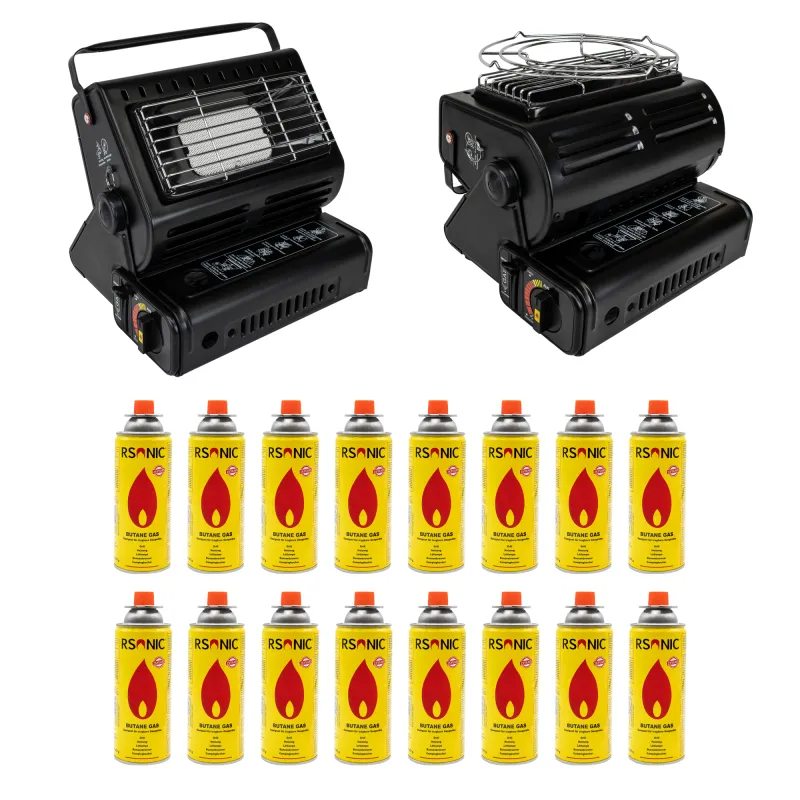 Rsonic Butangas Camping Heizung 1300Watt Bundle inkl.16 Garkartuschen