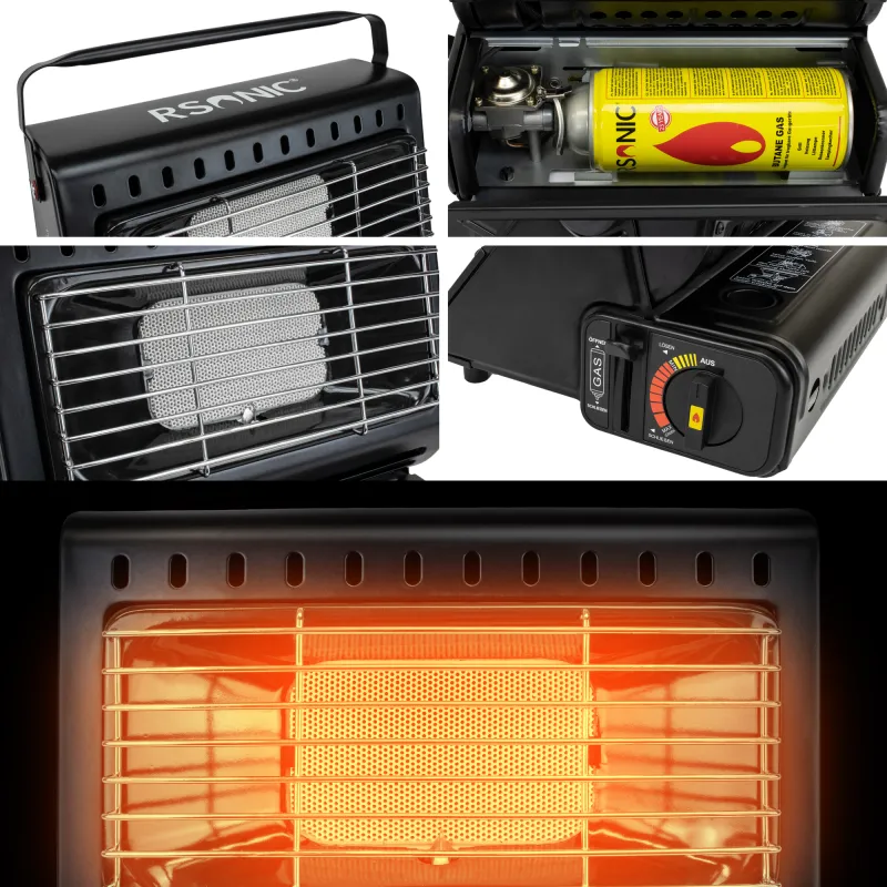 Rsonic Butangas Camping Heizung 1300Watt Bundle inkl.16 Garkartuschen