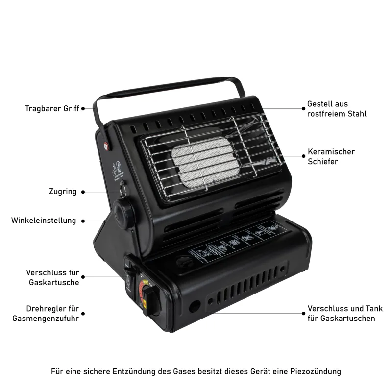 Rsonic Butangas Camping Heizung 1300Watt Bundle inkl.16 Garkartuschen