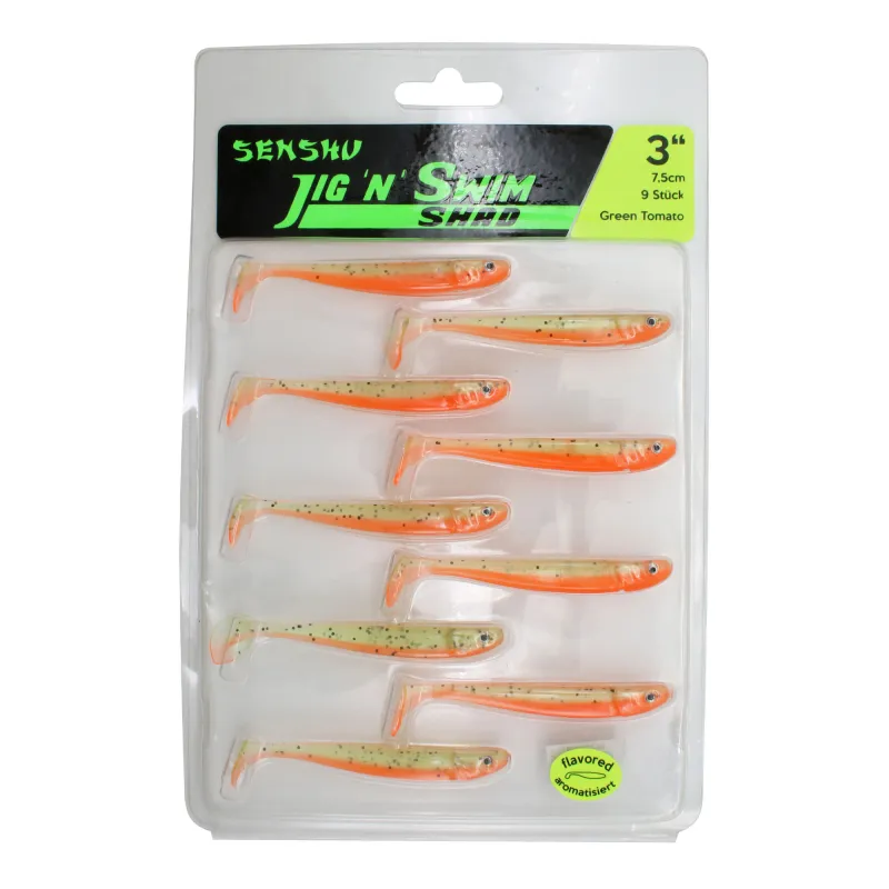 Senshu Jig ´n´ Swim Shad 7.5cm - Green Tomato - 2g - 9 Stück