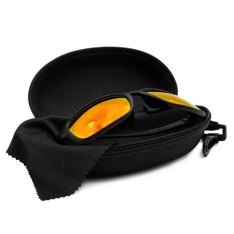 Senshu Polarisationsbrille "Red Strike" inkl. Case & Brillenputztuch - Schwarz/orange-chrome