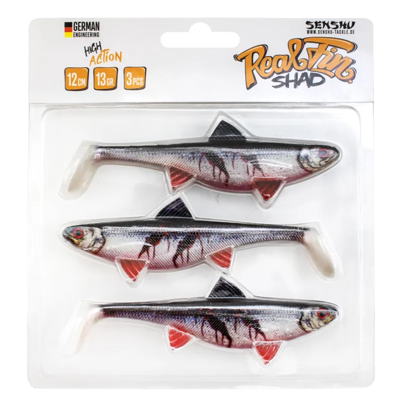 Senshu Real Fin Shad 12cm - Bloody Baitfish - 13g - 3 Stück