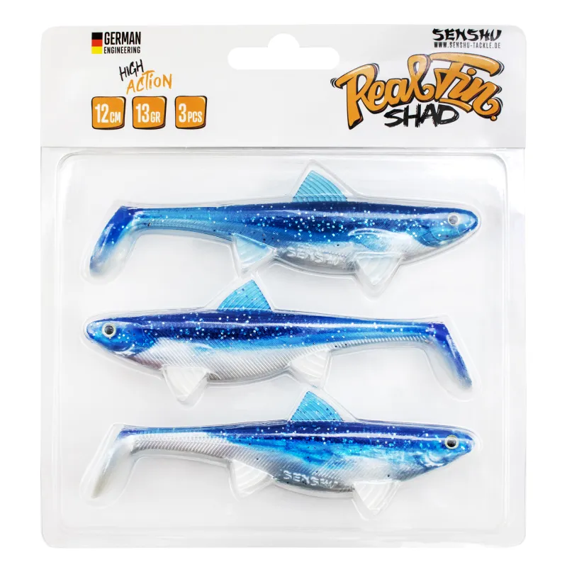 Senshu Real Fin Shad 12cm - Flaky Blue - 13g - 3 Stück